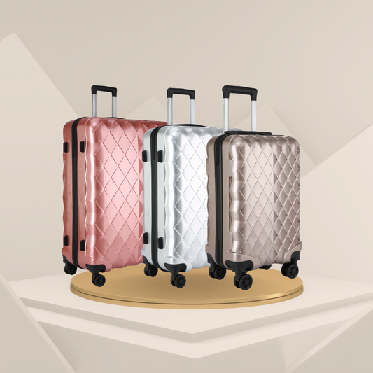 3-Piece Hardside Luggage Set with Spinner Wheels & Diamond Design