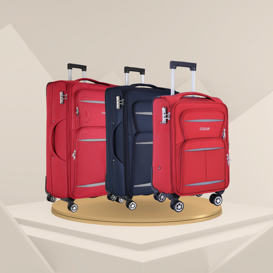 3-Piece Softside Luggage Set with Expandable Feature, Spinner Wheels & Multi-Zipper Design