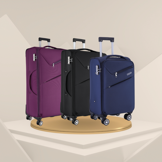 3-Piece Softside Luggage Set with Expandable Feature, Spinner Wheels & Slant Design